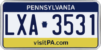 PA license plate LXA3531