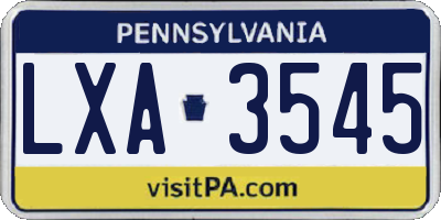 PA license plate LXA3545