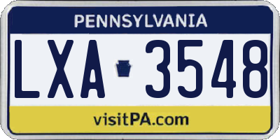 PA license plate LXA3548