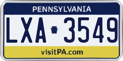 PA license plate LXA3549