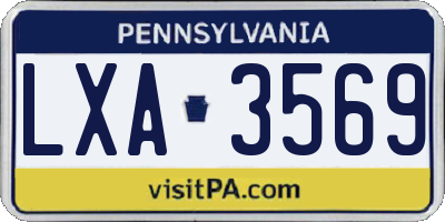 PA license plate LXA3569