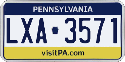 PA license plate LXA3571