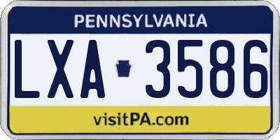 PA license plate LXA3586
