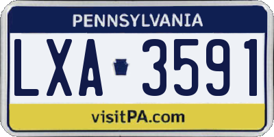 PA license plate LXA3591