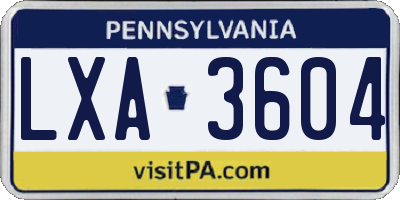 PA license plate LXA3604