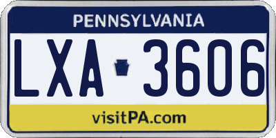 PA license plate LXA3606