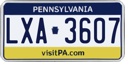 PA license plate LXA3607