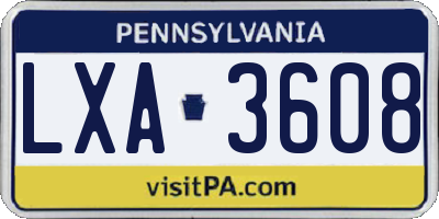 PA license plate LXA3608