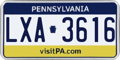 PA license plate LXA3616