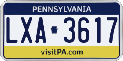 PA license plate LXA3617