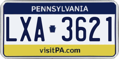 PA license plate LXA3621