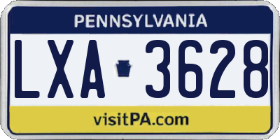 PA license plate LXA3628