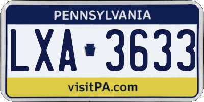 PA license plate LXA3633