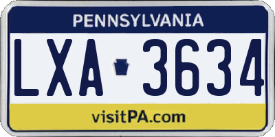 PA license plate LXA3634
