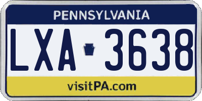 PA license plate LXA3638
