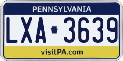 PA license plate LXA3639
