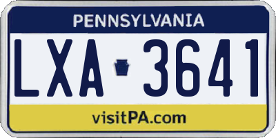 PA license plate LXA3641