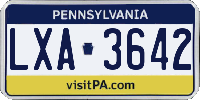 PA license plate LXA3642