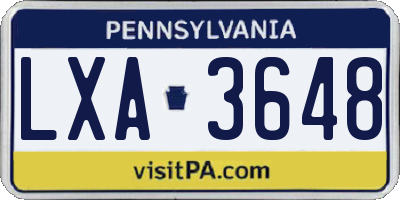 PA license plate LXA3648