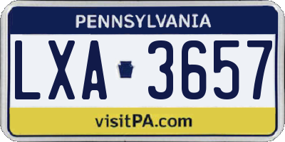 PA license plate LXA3657