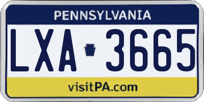 PA license plate LXA3665