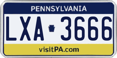 PA license plate LXA3666