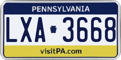 PA license plate LXA3668