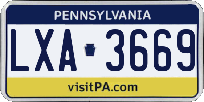 PA license plate LXA3669
