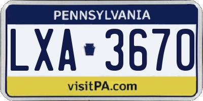 PA license plate LXA3670