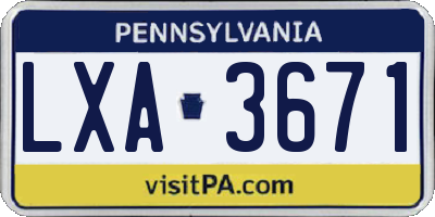 PA license plate LXA3671