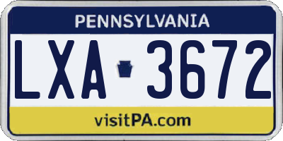 PA license plate LXA3672