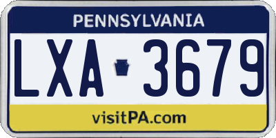 PA license plate LXA3679
