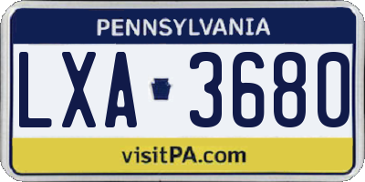 PA license plate LXA3680