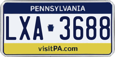 PA license plate LXA3688