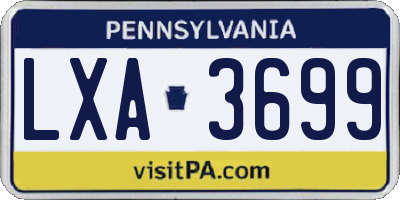 PA license plate LXA3699