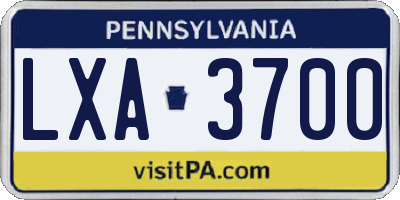 PA license plate LXA3700