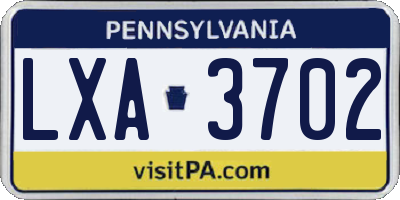 PA license plate LXA3702