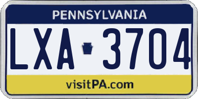 PA license plate LXA3704