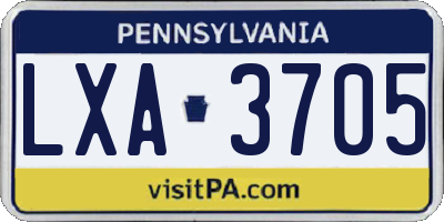 PA license plate LXA3705