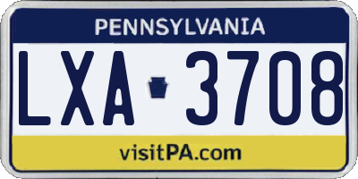 PA license plate LXA3708