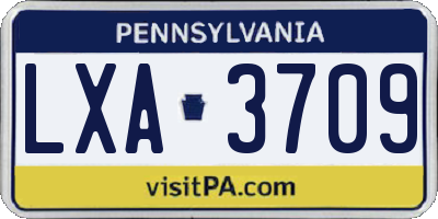 PA license plate LXA3709