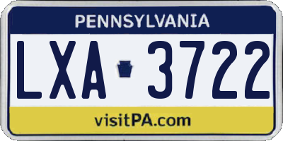 PA license plate LXA3722