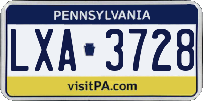 PA license plate LXA3728