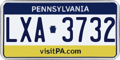 PA license plate LXA3732