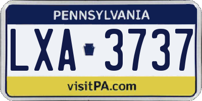 PA license plate LXA3737