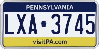 PA license plate LXA3745