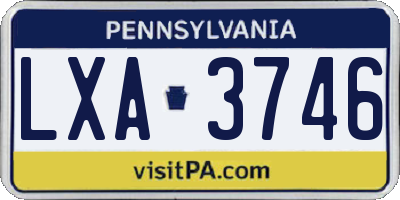 PA license plate LXA3746