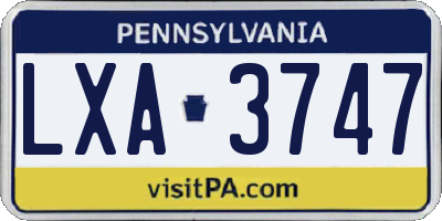 PA license plate LXA3747