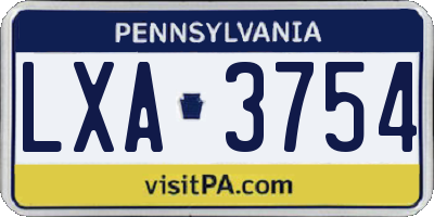 PA license plate LXA3754