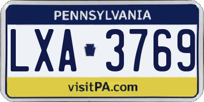 PA license plate LXA3769